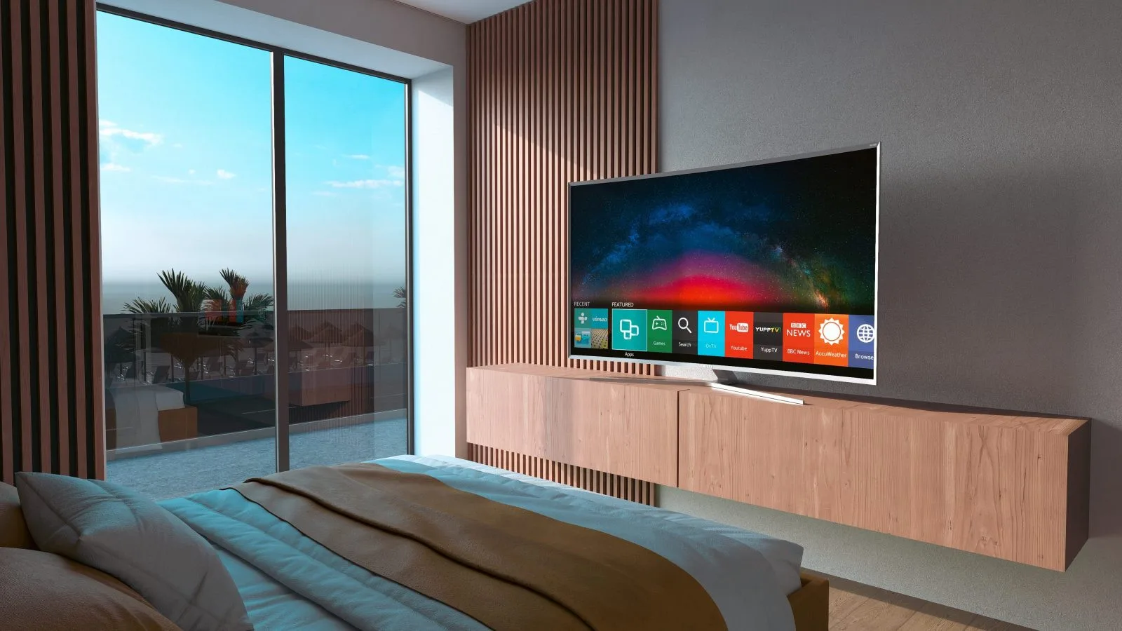 Apartament A1 The Icon Mamaia Nord, dormitor amenajat pentru apartament de vacanta sau investitie