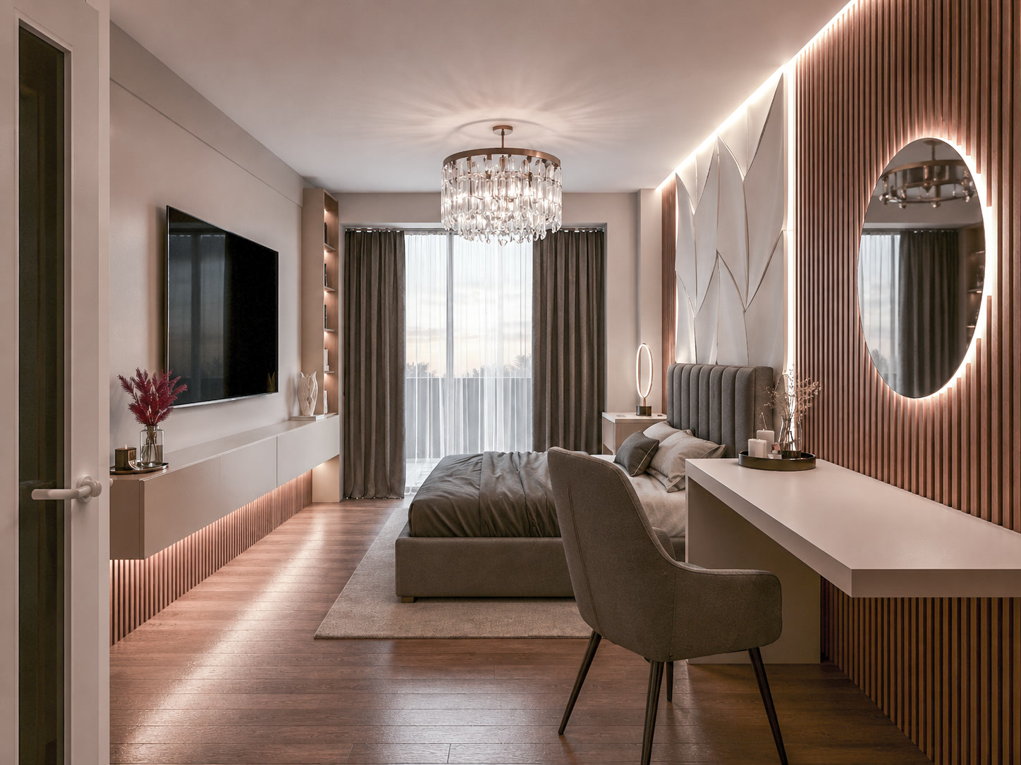 Apartament A2 The Icon Mamaia Nord, dormitor amenajat pentru apartament de vacanta sau investitie