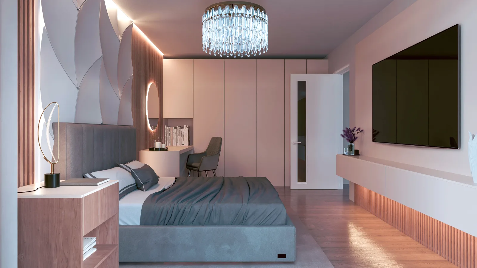 Apartament A2 The Icon Mamaia Nord, dormitor amenajat pentru apartament de vacanta sau investitie