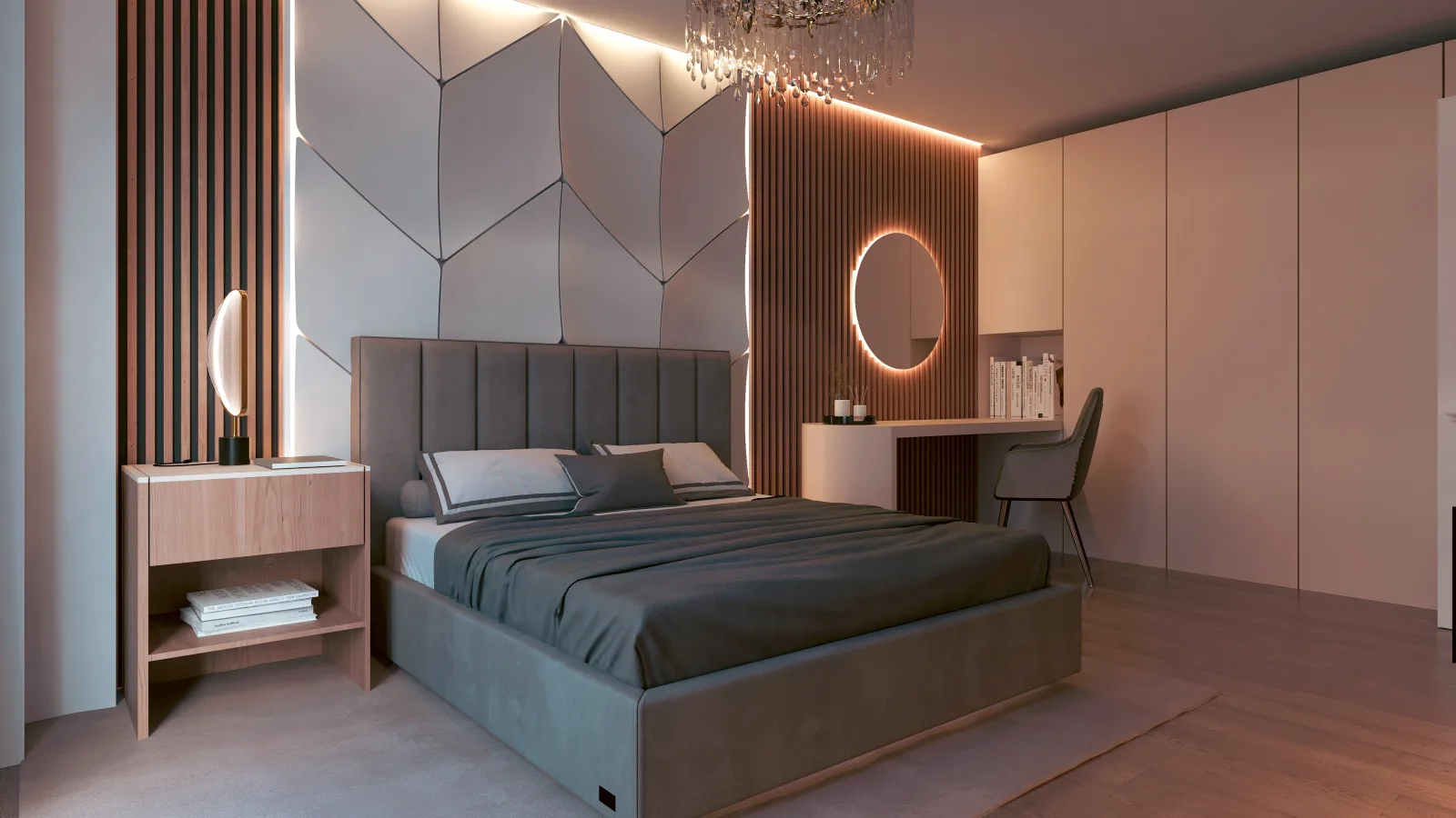 Apartament A2 The Icon Mamaia Nord, dormitor amenajat pentru apartament de vacanta sau investitie