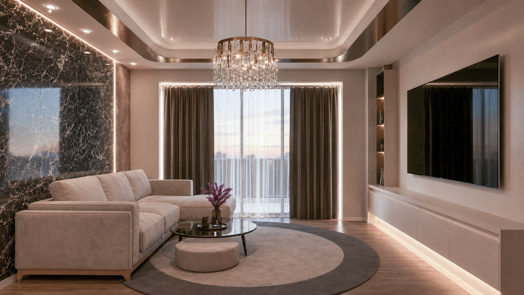 Apartament A2 The Icon Mamaia Nord, living cu zona de relaxare pentru apartament de vacanta sau investitie