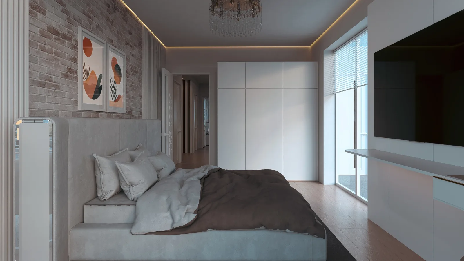 Apartament A3 The Icon Mamaia Nord, dormitor amenajat pentru apartament de vacanta sau investitie