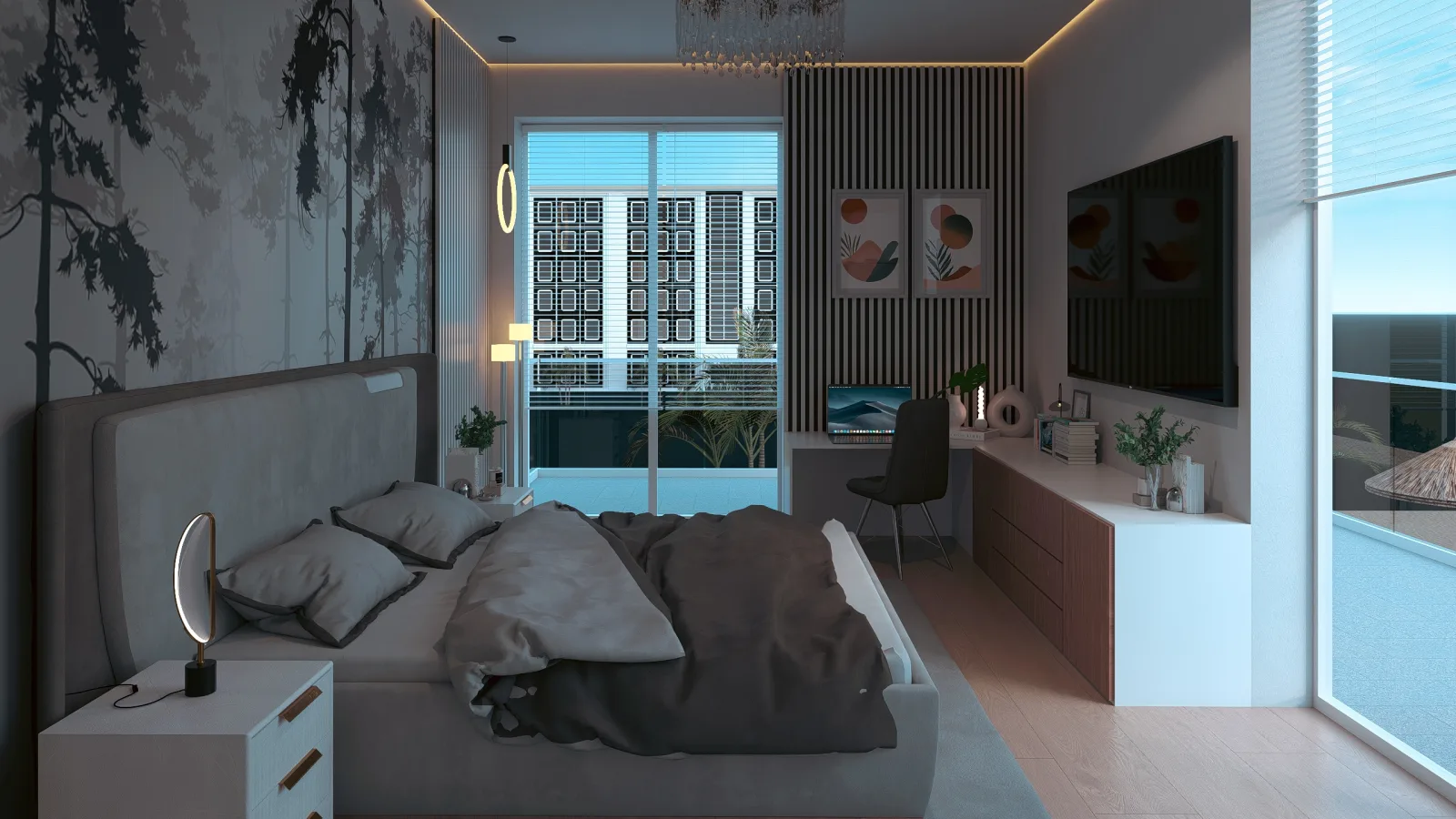 Apartament A3 The Icon Mamaia Nord, dormitor amenajat pentru apartament de vacanta sau investitie