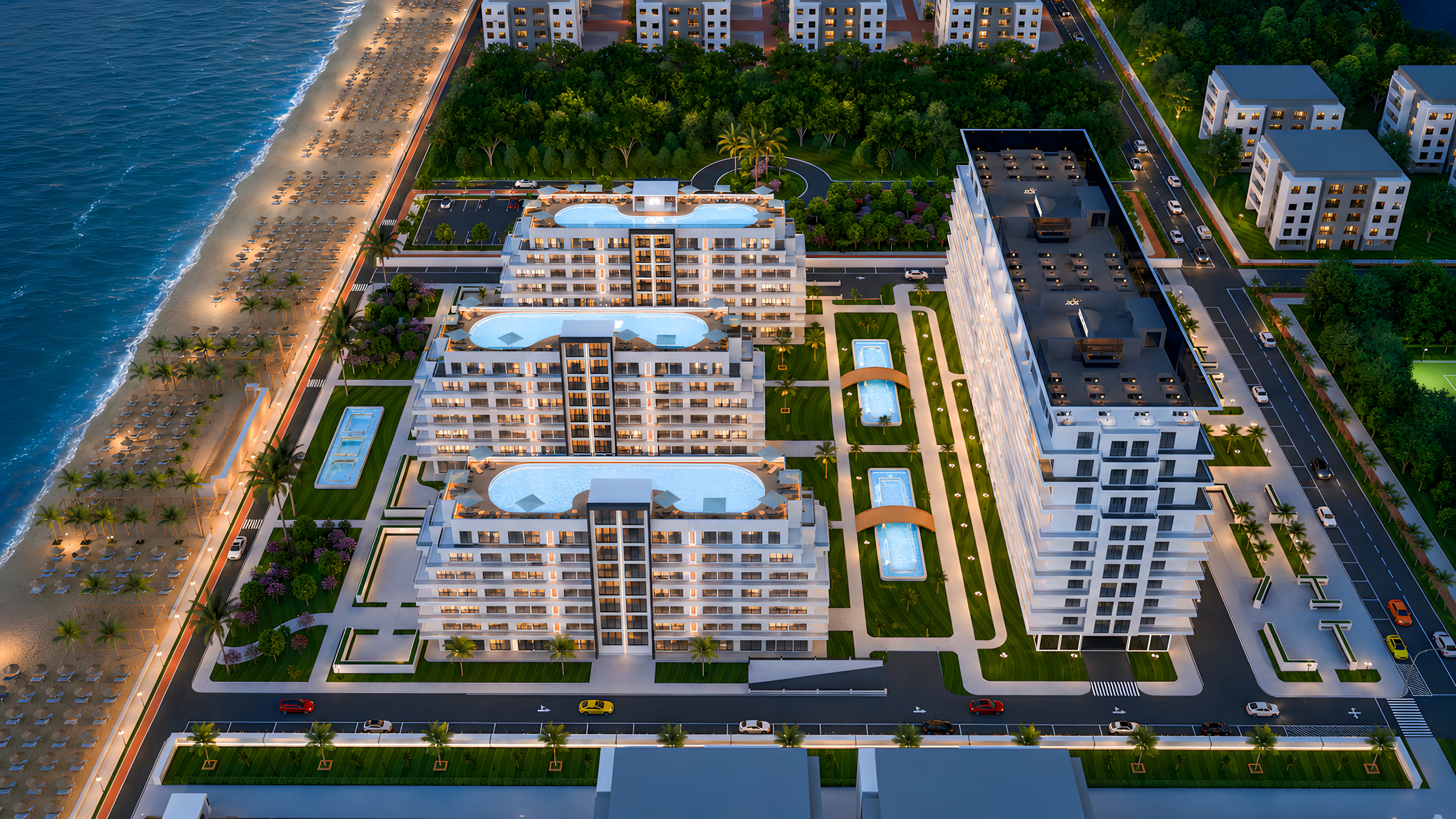 The Icon Mamaia Nord — vedere frontală din mare, proiect pe prima linie la mare