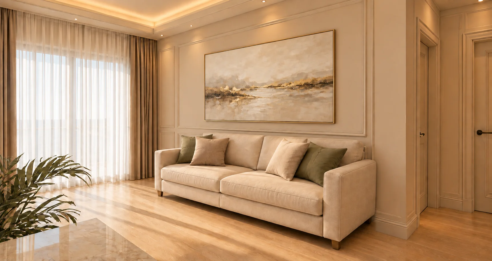 Apartament 2 camere The Icon Mamaia Nord, zona de dining eleganta pentru familie si oaspeti, randare de lux