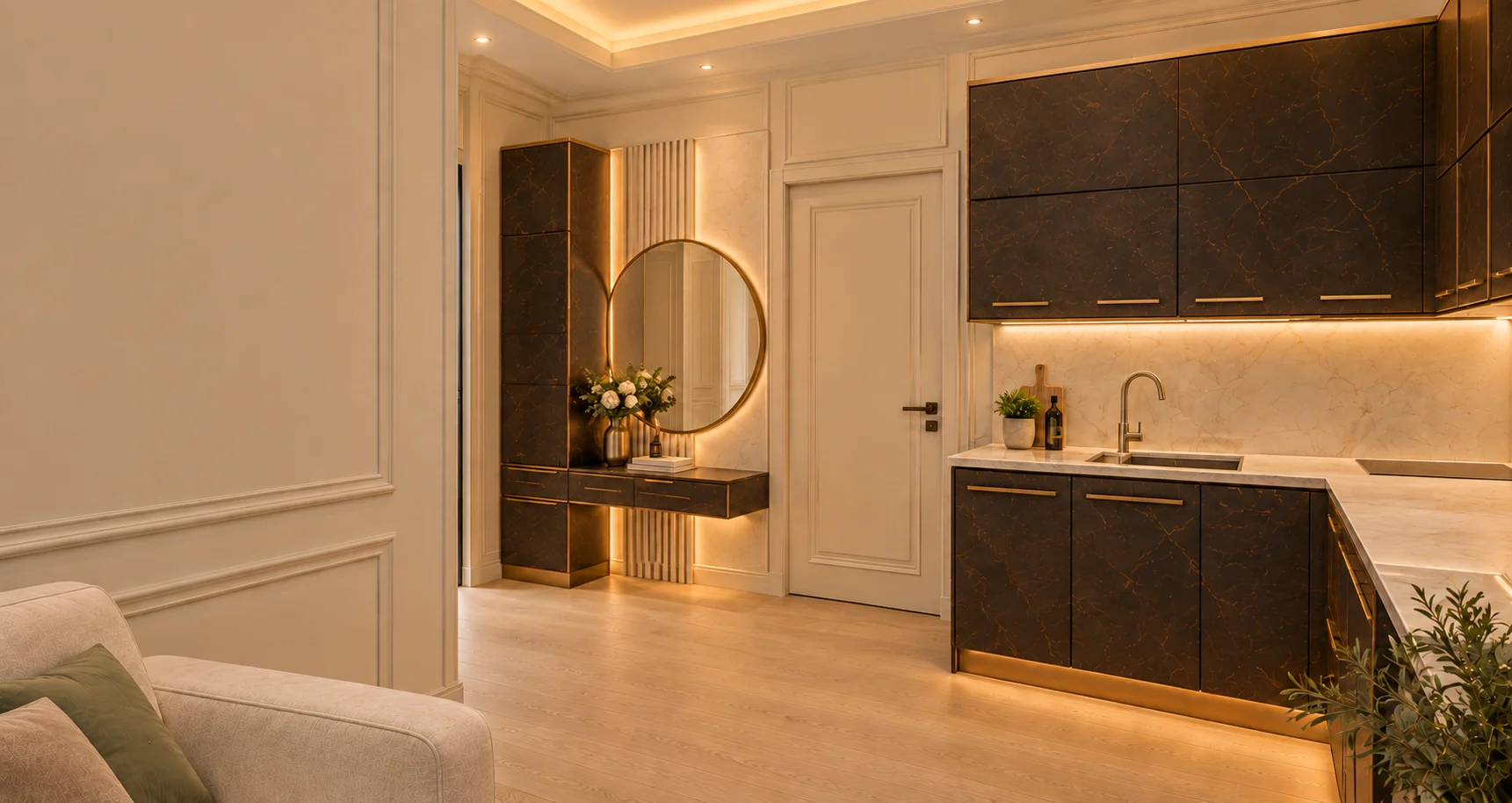 Apartament 2 camere The Icon Mamaia Nord, terasa generoasa cu vedere directa catre Marea Neagra, randare de lux