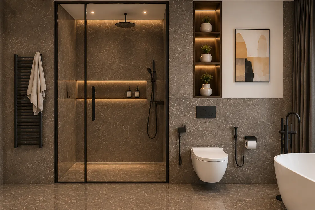 Apartament A3 The Icon Mamaia Nord, baie cu cada freestanding, randare interioara Unreal Engine