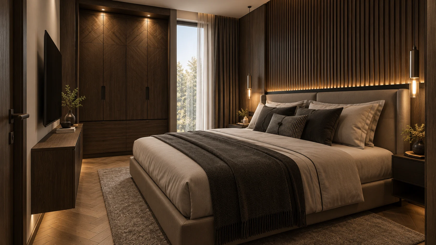Apartament 3 camere The Icon Mamaia Nord, living grandios cu perete vitrat pe intreaga inaltime si vedere directa la mare, randare de lux