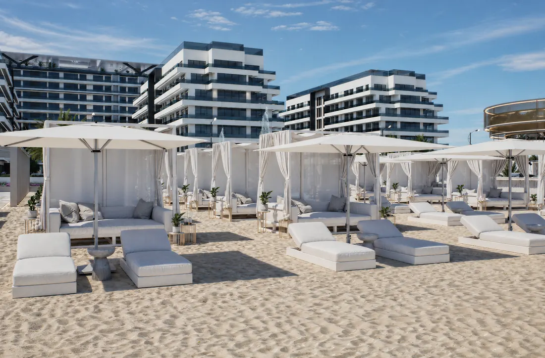 The Icon Mamaia Nord, plaja privata si zona ICON BEACH, randare exterioara Unreal Engine 11