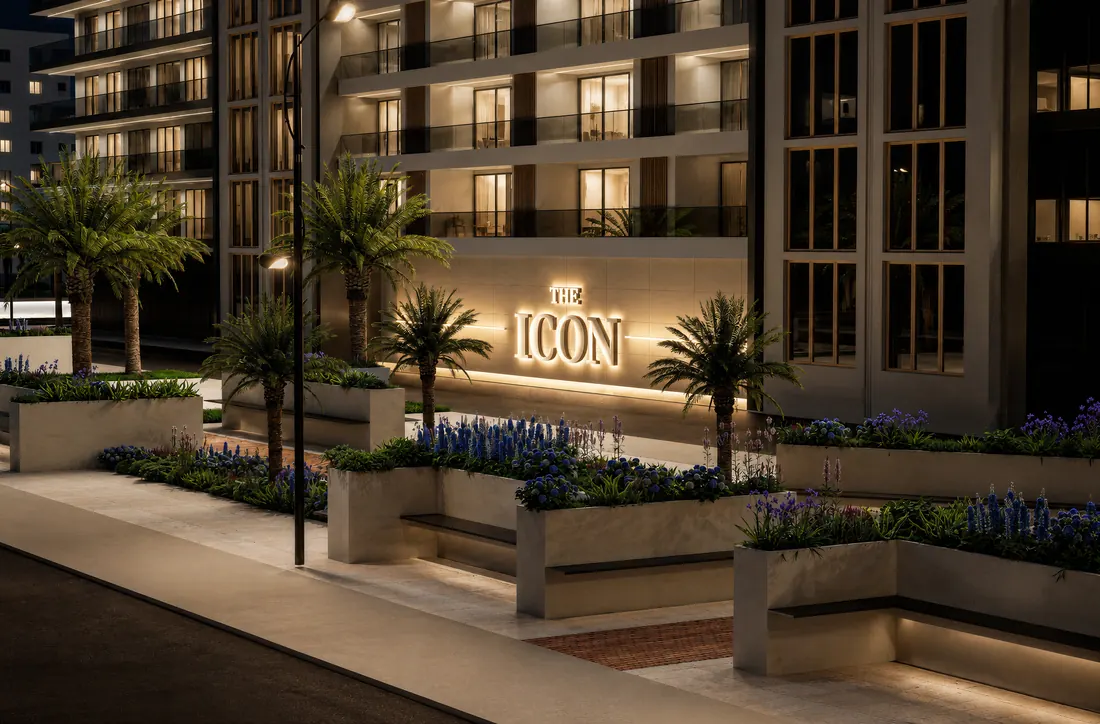 The Icon Mamaia Nord, fatada si semnalistica THE ICON, randare exterioara Unreal Engine 12