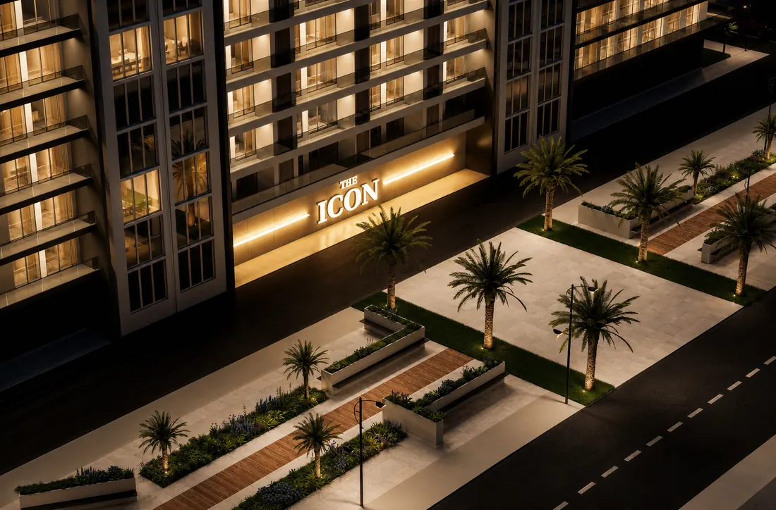 The Icon Mamaia Nord, fatada si semnalistica THE ICON, randare exterioara Unreal Engine 16