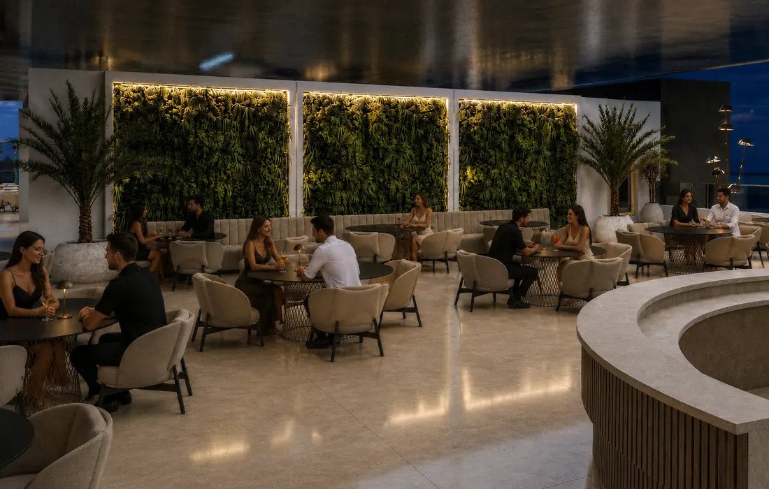 The Icon Mamaia Nord, terasa rooftop si zonele de lounge, randare exterioara Unreal Engine 43