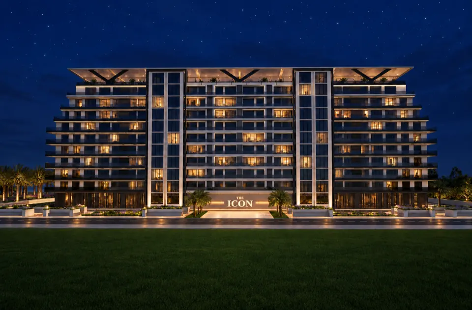 The Icon Mamaia Nord iluminat nocturn pe prima linie la mare, randare noapte perspectiva 06
