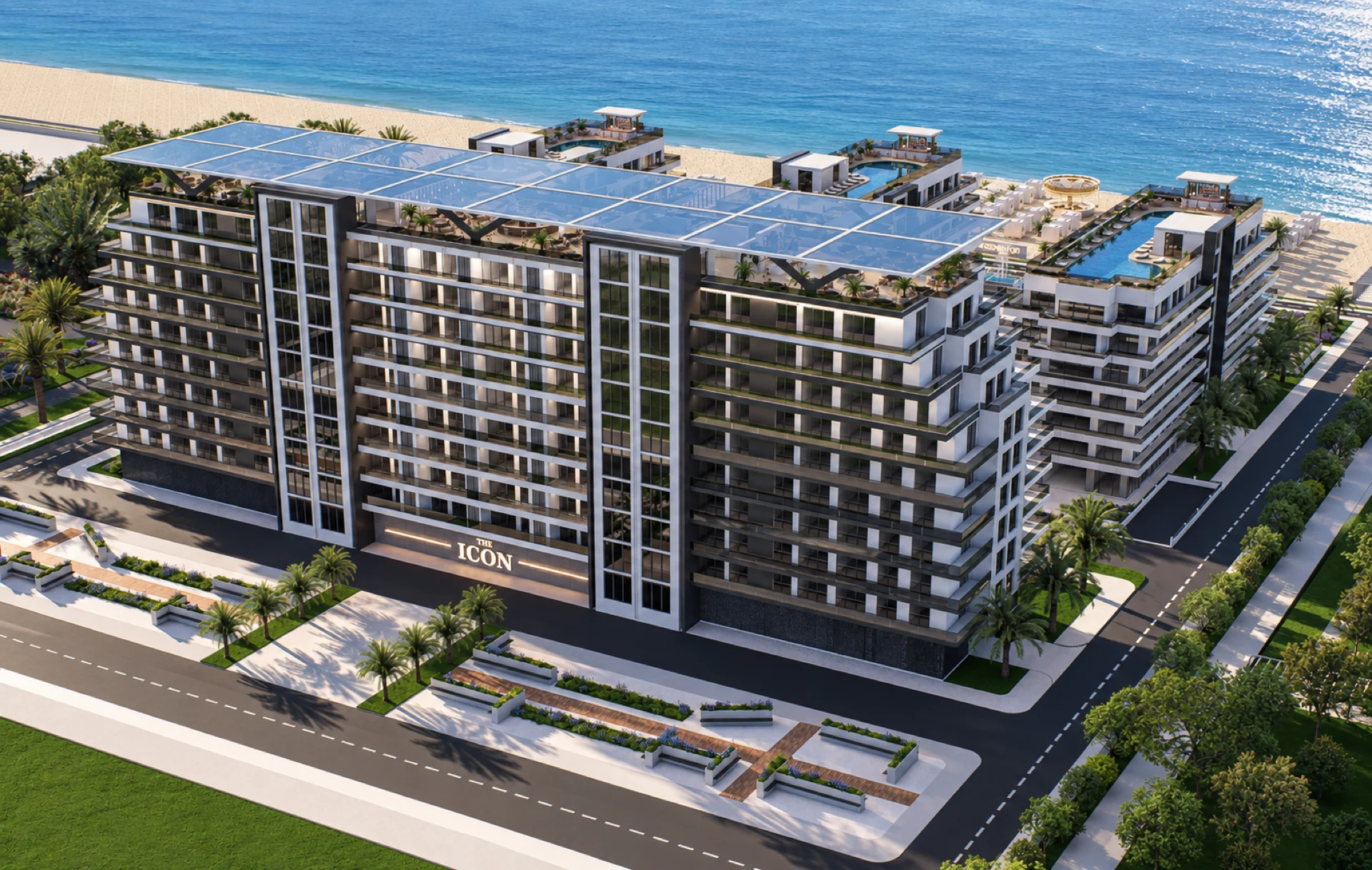 The Icon Mamaia Nord, fațada principală de la bulevard cu intrarea The Icon